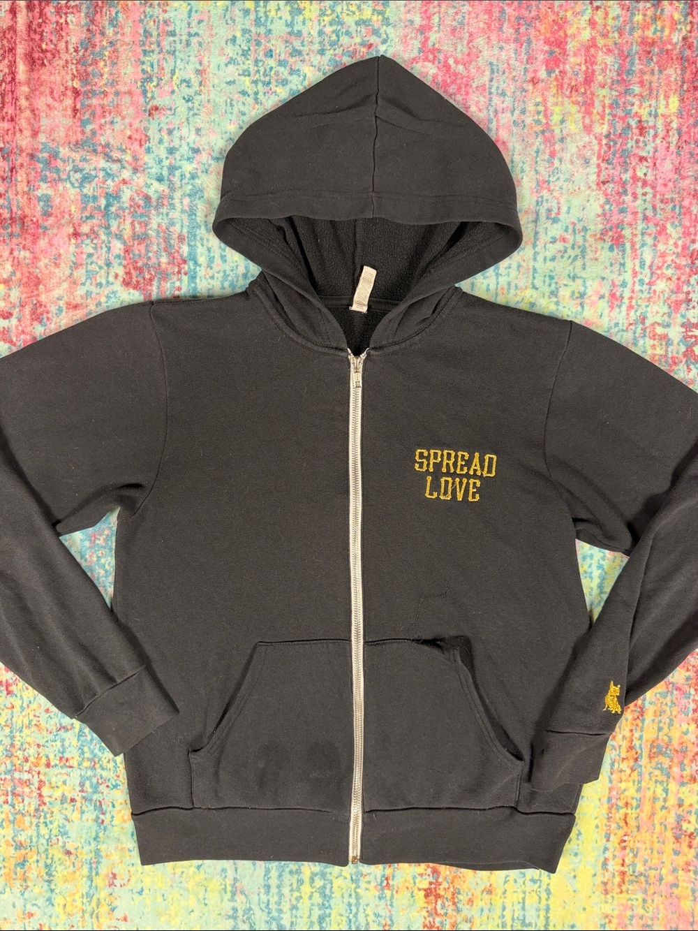 Bella Canvas Black Zip-Up Hoodie with Gold "Spread Love"